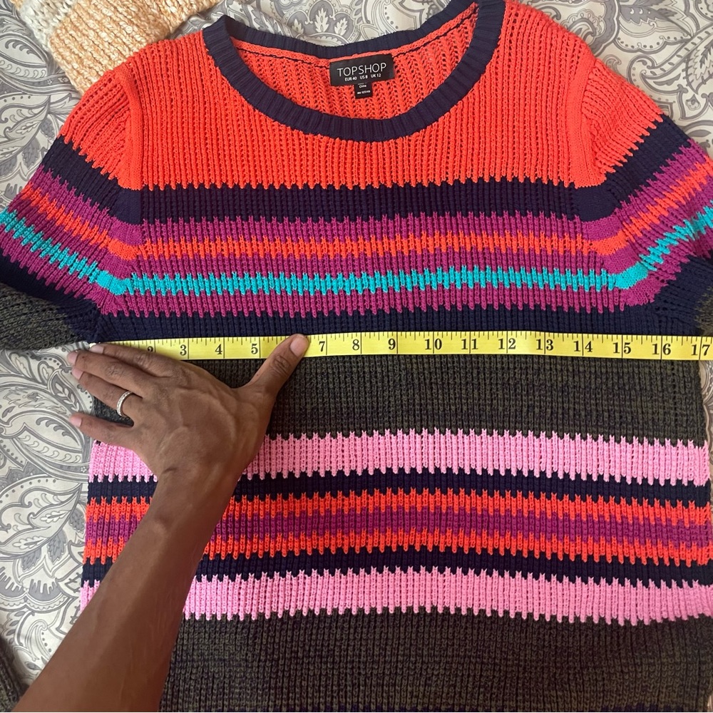 Topshop Multicolored Striped Knit Sweater pullover NWOT size 8 medium - Picture 10 of 11